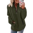 thumbnail image 1 of Womens Sherpa Pullover Half Zip Oversized Fuzzy Fleece Sweatshirts Quarter Zip Fall Winter Clothes with Pockets, 1 of 4