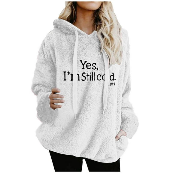 Womens Sherpa Pullover Hoodie Casual Oversized Fuzzy Hoodies with Pockets Fluffy Fleece Sweatshirt Outwear, 3XL White