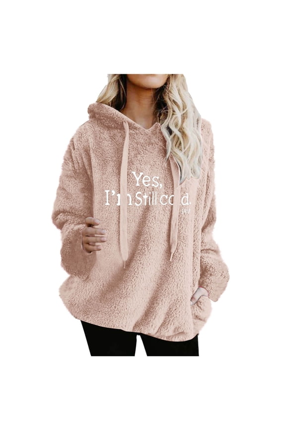 Womens Sherpa Pullover Hoodie Casual Oversized Fuzzy Hoodies with Pockets Fluffy Fleece Sweatshirt Outwear, S Pink