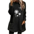 thumbnail image 1 of Womens Sherpa Pullover Tops Round Neck Long Sleeve Plush Top Graphic Winter Thick Warm Shirts with Pockets (Black 3XL), 1 of 4