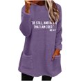 thumbnail image 1 of Womens Sherpa Pullover Tops Round Neck Long Sleeve Plush Top Graphic Winter Thick Warm Shirts with Pockets (Purple M), 1 of 4