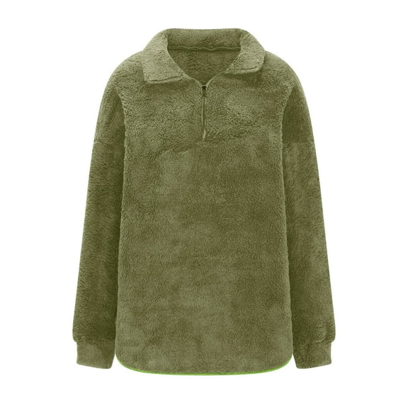 Womens Sherpa Sweatshirt Fuzzy Fleece Hoodies Half Zip Up Warm Winter Coat Oversized Clothes