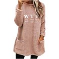 thumbnail image 1 of Womens Sherpa Sweatshirt Winter Warm Fuzzy Fleece Pullover Loose Crew Neck Graphic Long Sleeve Pockets Plush Tops (Pink XL), 1 of 1
