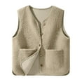 thumbnail image 1 of Womens Sherpa Vest Sleeveless V Neck Lightweight Cardigan Button Down Casual Daily Wear Fall Winter Fashion Outerwear with Pockets, 1 of 6