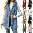 thumbnail image 1 of Womens Sherpa Vest with Hood 2025 Winter Button up Long Vest Jackets Warm Lightweight Outerwear Black M, 1 of 5