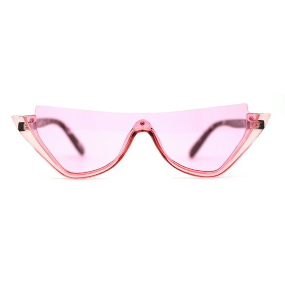 Womens Shield Cat Eye Gothic Exposed Top Sunglasses Pink