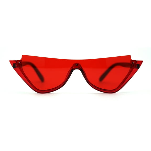 Womens Shield Cat Eye Gothic Exposed Top Sunglasses Red