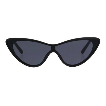 Womens Shield Futuristic Cat Eye Funky Plastic Sunglasses Matte Black
