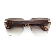 Womens Shield Luxury Rimless Diva Sunglasses Gold Tortoise - Brown
