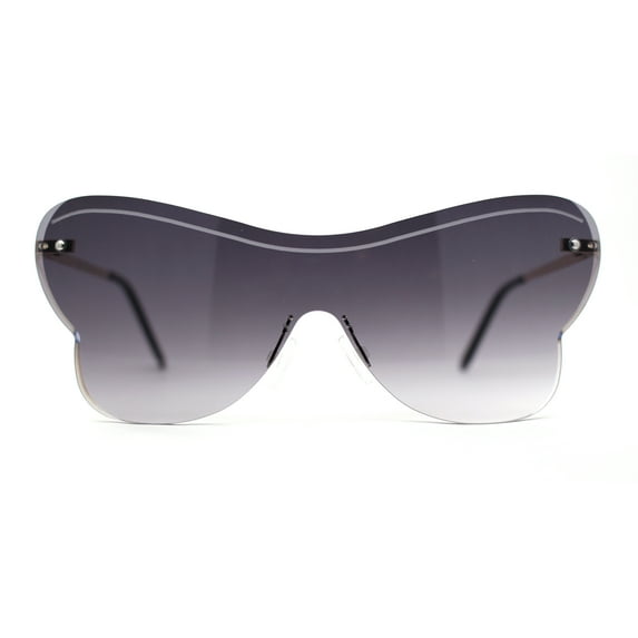 Womens Shield Oversize Large Butterfly Shape Hippie Sunglasses Gold Smoke