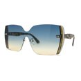 thumbnail image 1 of Womens Shield Rimless Oversize Butterfly Diva Sunglasses Tortoise Blue Brown, 1 of 4