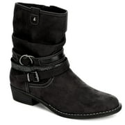 Womens Shin High Low Heel Slouch Boot Shoes