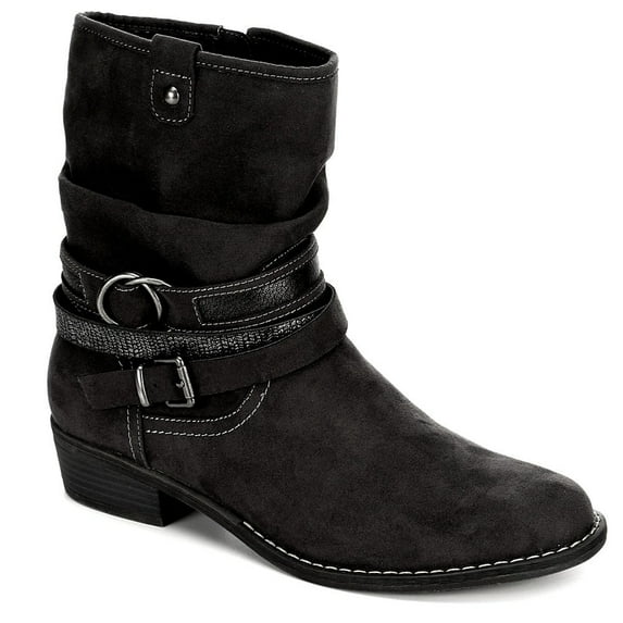 Womens Shin High Low Heel Slouch Boot Shoes