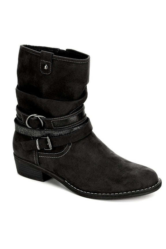 Womens Shin High Low Heel Slouch Boot Shoes
