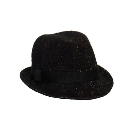 Womens Shiny Fedora Hat - Classic Shimmer Wool Hats, Black S/M