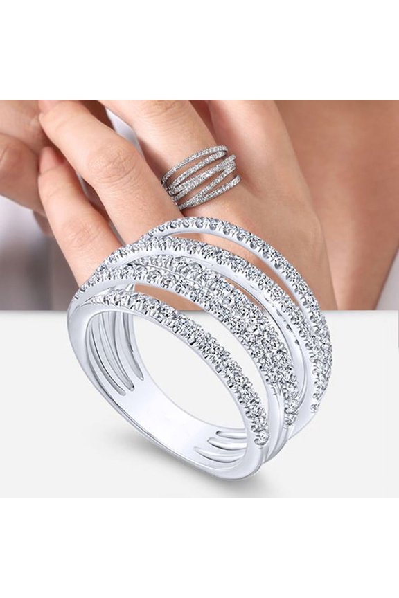 Womens Shiny Gem Ring Cubic Zirconia Wrap Ring