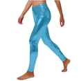 thumbnail image 1 of Womens Shiny Metallic Leggings Spring Summer High Waist Stretch Tights Workout Club Party Pants with Pockets Light Blue M, 1 of 6