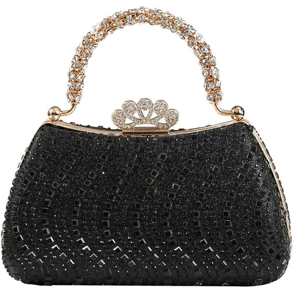 Womens Shiny Tote Evening Bag Fashion Rhinestone Decrated Handbag