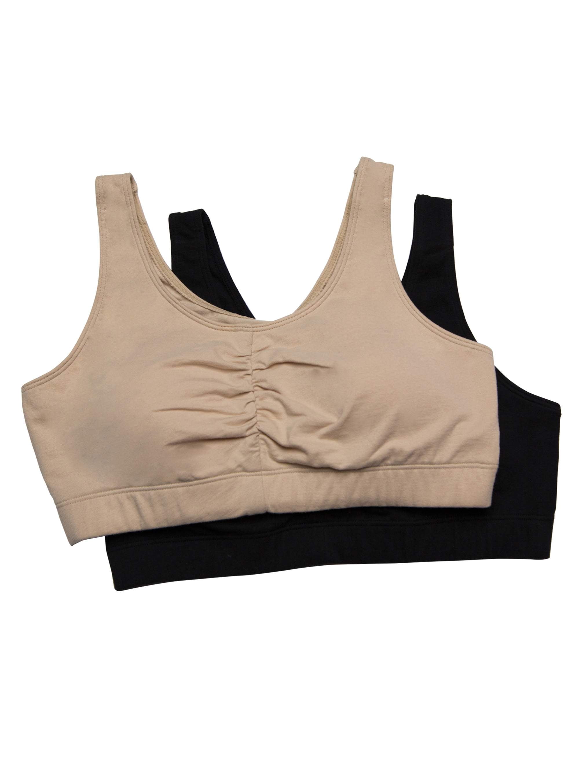 Removeable Bra Womens Shirred Front Sport Bra with Removable Bra Pads, Style FT438, 2 ...