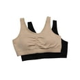 thumbnail image 1 of Womens Shirred Front Sport Bra with Removable Bra Pads, Style FT438, 2-Pack, 1 of 6