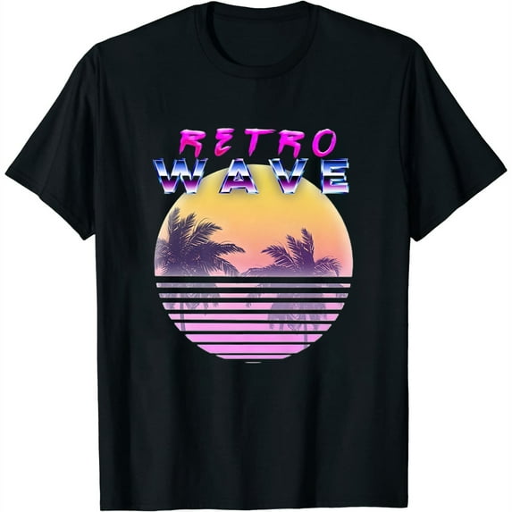 Womens Shirt 80S Retro Wave Tee Black X-Large