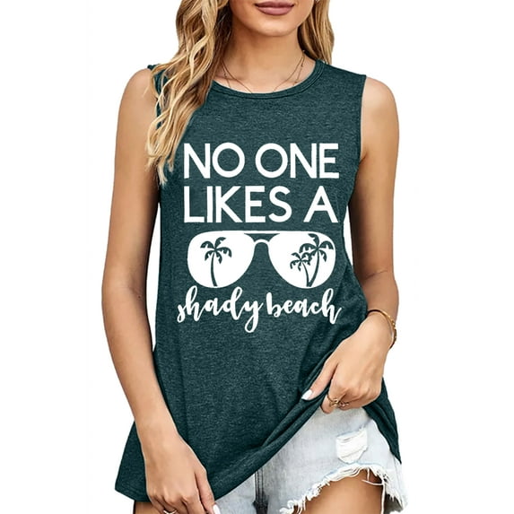 Womens Shirt Beach Graphic Tank Tops Funny Vacation Tees Shirts Casual Sleeveless Vest Tops