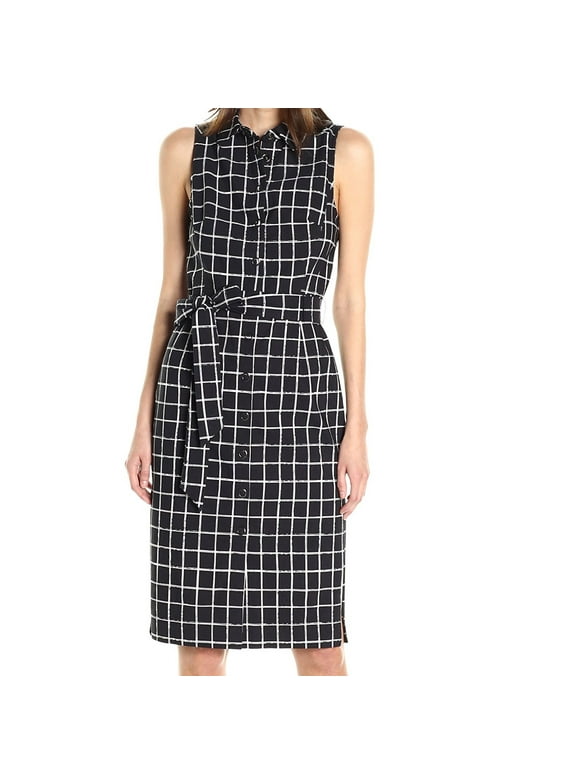 Womens Shirt Dress White Check Print 10