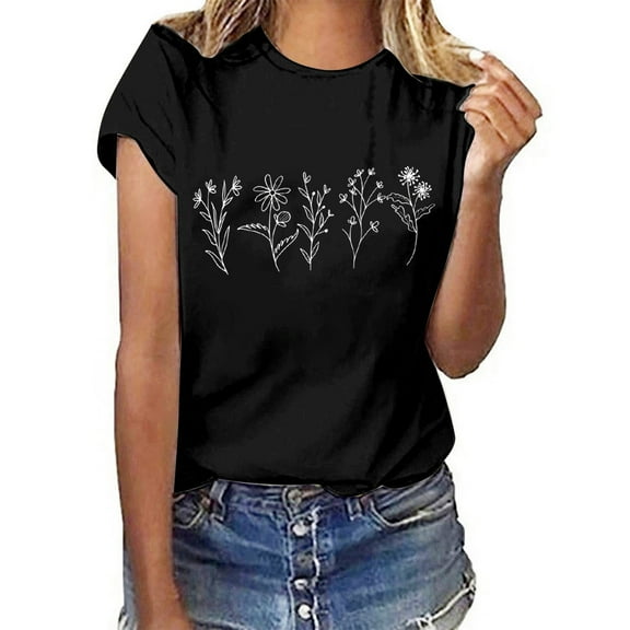 Womens Shirt Fashion Printed Wine Glass Colored Short Sleeved Womens Athletic Tops,Black,S