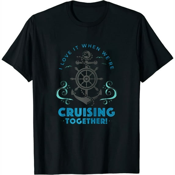 Womens Shirt Husband Wife Honeymoon Cruise Vacation Cruising Gift Graphic Raglan Baseball Tee Black Large