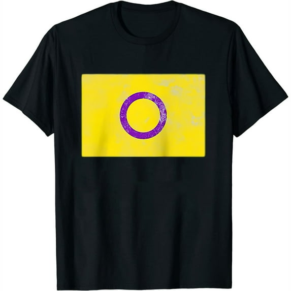Womens Shirt Intersex Pride Flag Identity Lgbt Gay Graphic Raglan Baseball Tee Black Large