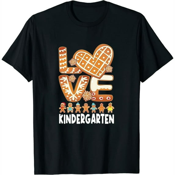 Womens Shirt Love Kindergarten Teacher Christmas Gingerbread Students Pullover Hoodie Black X-Large