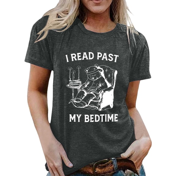 Womens Shirt Short Sleeve Crew Neck Graphic Print Comfort Style A Gift for Women,Dark Gray,3XL