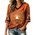 thumbnail image 1 of Womens Shirt Sleeve Tops Loose‑Fit V‑Neck Half‑Sleeve Prints Lightweight Fashion Outfits Clothes XXL, 1 of 4