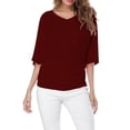 thumbnail image 1 of Womens Shirts Blouse Summer Large Size Loose Sleeve V-neck Short-sleeved T-shirt Top, 1 of 5