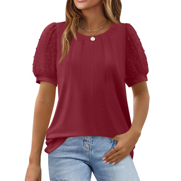 Womens Shirts Blouse Women's Fashion Cap Sleeve Tops Shirts Casual Summer Tunic Tops