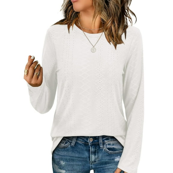 Womens Shirts Blouse Women's Fashion Casual Long Sleeve Round Neck T-Shirt Top
