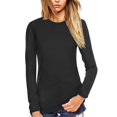thumbnail image 1 of Womens Shirts Blouse Women's Fashion Casual Long Sleeve Solid Color Round Neck Pullover Top Blouse, 1 of 5