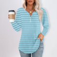 thumbnail image 1 of Womens Shirts Blouse Women's Fashion Hem Split Casual Striped Plaid Printed Round Neck Long Sleeve Top, 1 of 4