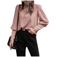 thumbnail image 1 of Womens Shirts Blouse Women's Fashion Round Neck Long Sleeve Button Decoration Solid Color Loose Top, 1 of 4