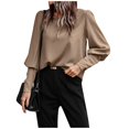 thumbnail image 1 of Womens Shirts Blouse Women's Fashion Round Neck Long Sleeve Button Decoration Solid Color Loose Top, 1 of 4