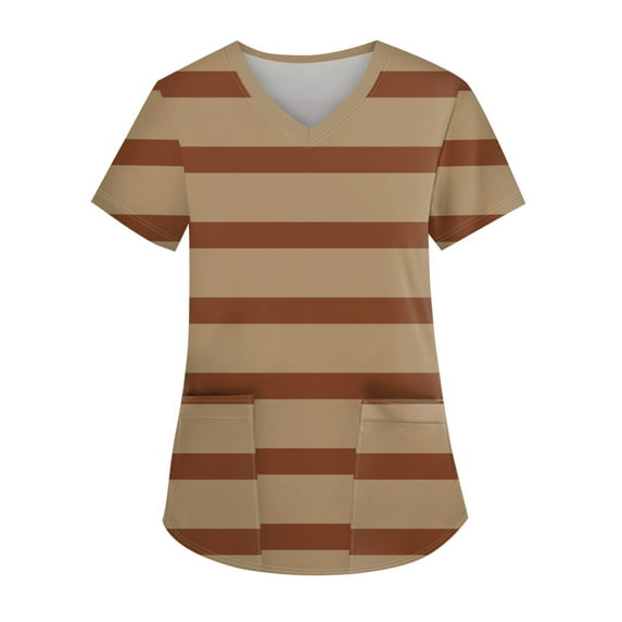 Womens Shirts Blouse Women's Fashion V-neck Short Sleeve Workwear With Pockets Printed Tops