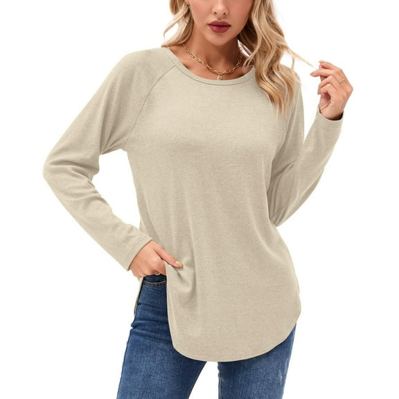 Womens Shirts Blouse Women's Long Sleeve Shirts Fall Winter Casual Fashion Tunic Tops Crewneck Basic Loose T Shirt