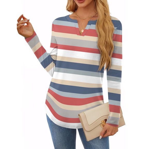Womens Shirts Blouse Women's T Shirt Tee Print Long Sleeve Daily Weekend Fashion Basic V Neck Regular Top