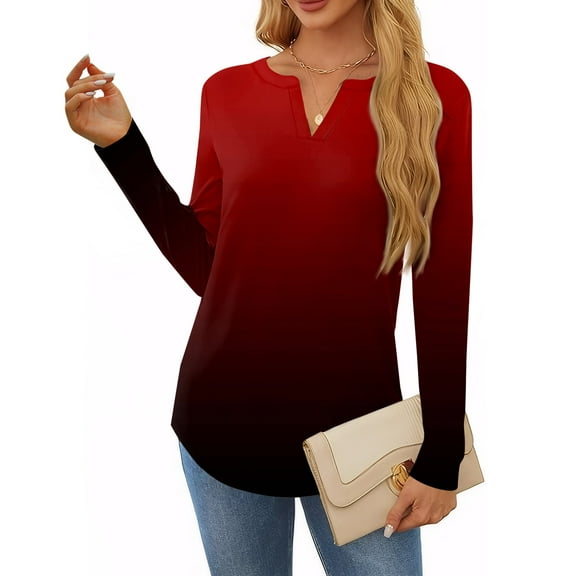 Womens Shirts Blouse Women's T Shirt Tee Print Long Sleeve Daily Weekend Fashion Basic V Neck Regular Top