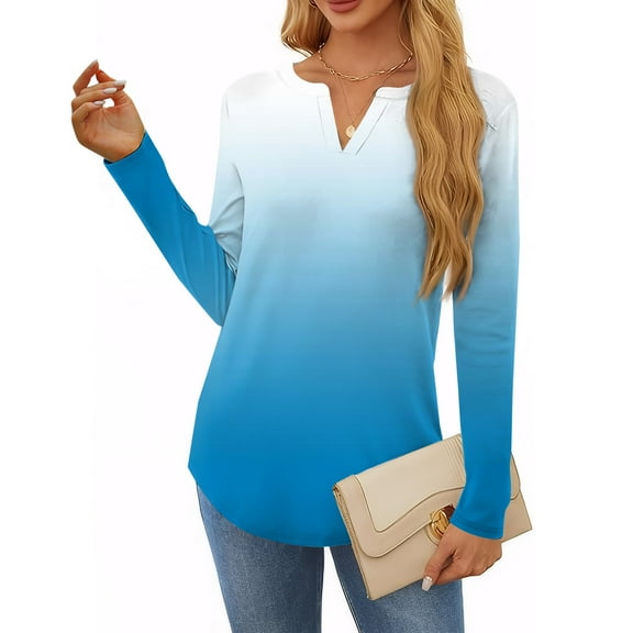 Womens Shirts Blouse Women's T Shirt Tee Print Long Sleeve Daily Weekend Fashion Basic V Neck Regular Top