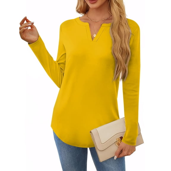 Womens Shirts Blouse Women's T Shirt Tee Solid Color Long Sleeve Daily Weekend Fashion Basic V Neck Regular Top