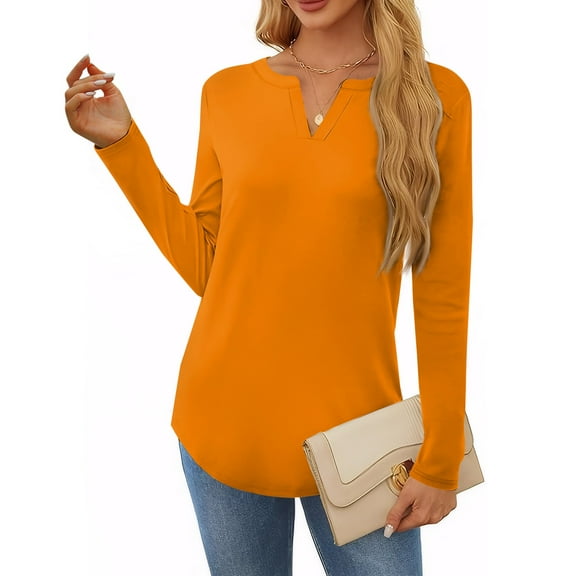 Womens Shirts Blouse Women's T Shirt Tee Solid Color Long Sleeve Daily Weekend Fashion Basic V Neck Regular Top