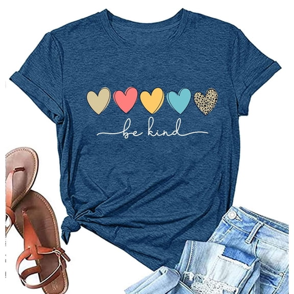 Womens Shirts Blouses Letter Print Comtable And Fashionable Fit Colored Short Sleeved Womens Clothes,Blue,L