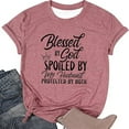thumbnail image 1 of Womens Shirts Blouses Letter Print Short Sleeve Stylish Comfortable Apparel Womens Tee,Pink,S, 1 of 3