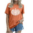 thumbnail image 1 of Womens Shirts Blouses Loose Printed Short Sleeve Round Neck Ladies Clothing,Orange,XL, 1 of 4